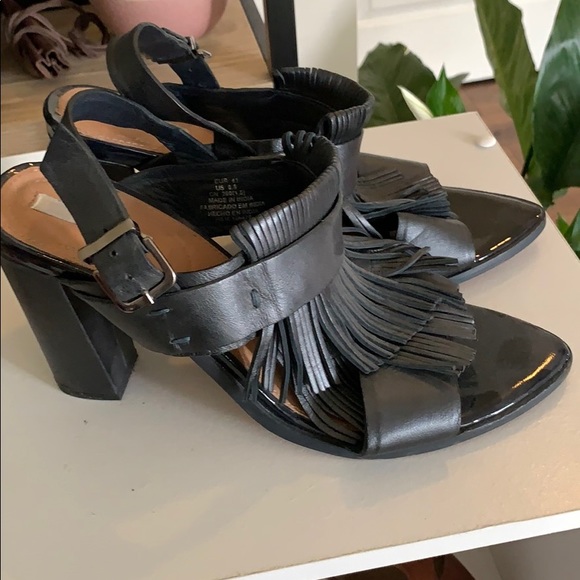 H&M Fringe Leather Block Heel 41 - Picture 3 of 12